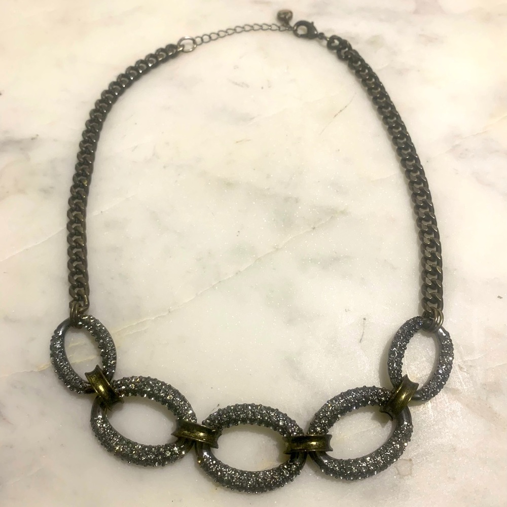 Ann Taylor Loft anthracite & bronze chain necklace